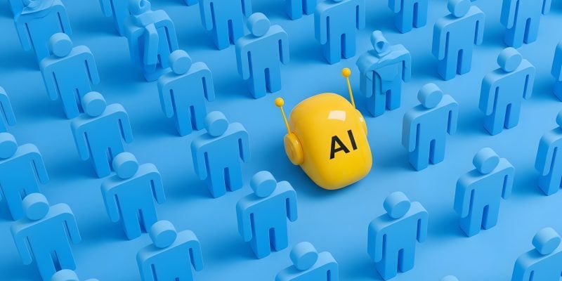 Robot among people, artificial intelligence replace humans